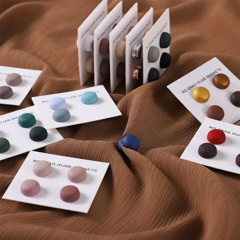 Women Accessories In Wholesale - 4 ชิ้น/การ์ด Matte แม่เหล็ก Hijab Pins