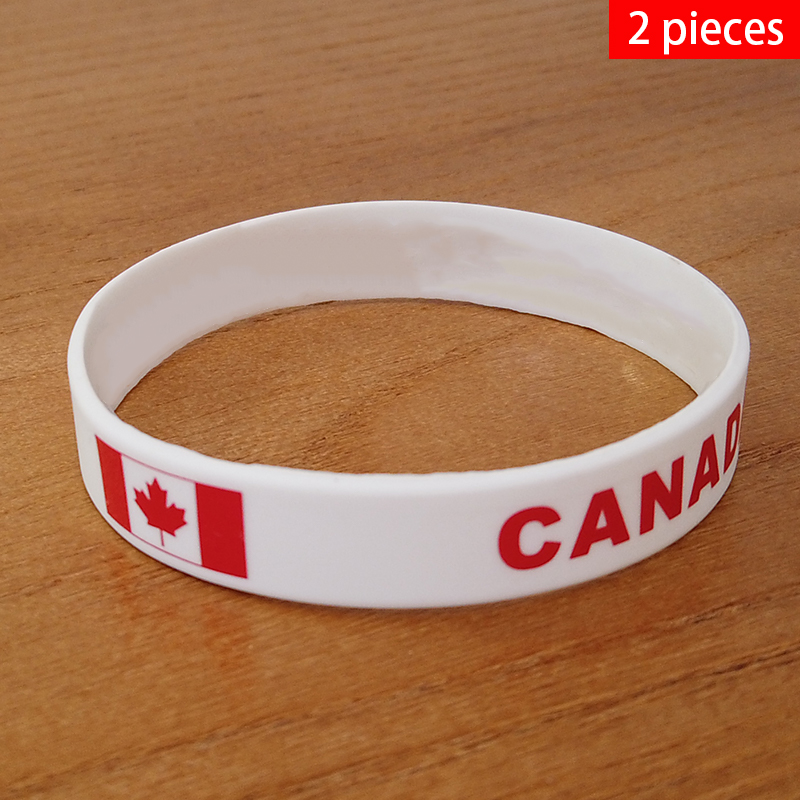 Women'S Accessories Canada - 2ชิ้นสายรัดข้อมือธงชาติแคนาดาสร้อยข้อมือซิลิโคนกีฬาผู้ชายผู้หญิงยางรัดที่ระลึกรักชาติเครื่องประดับแฟชั่น