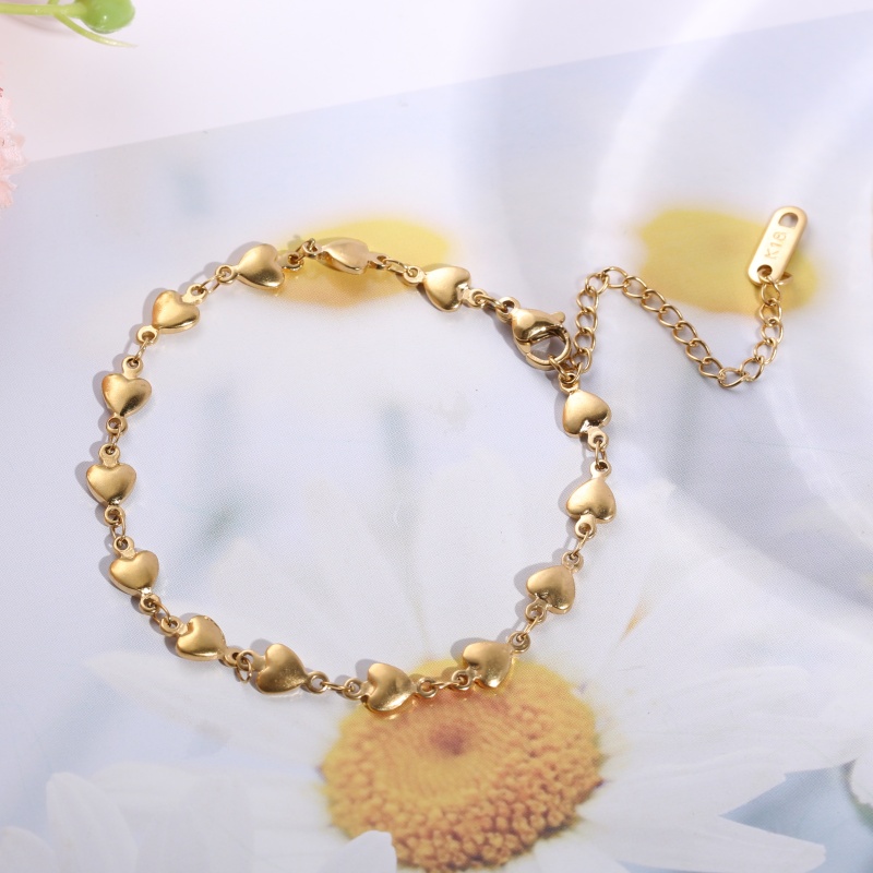 Women Accessories Shop Design - สร้อยข้อมือสแตนเลส 1 ชิ้น ชุบทอง 18K พร้อมดีไซน์รูปหัวใจเต็มรูปแบบ