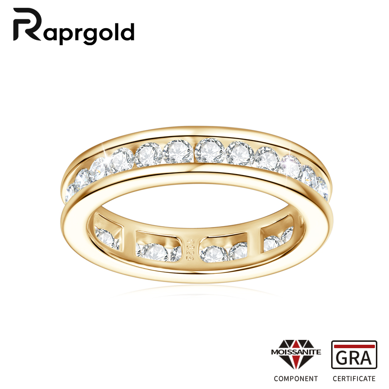 Women Accessories Brands - แหวนเงินแท้ RAPRGOLD S925 ประดับเพชรโมอิสซาไนต์ทรงกลม D VVS1