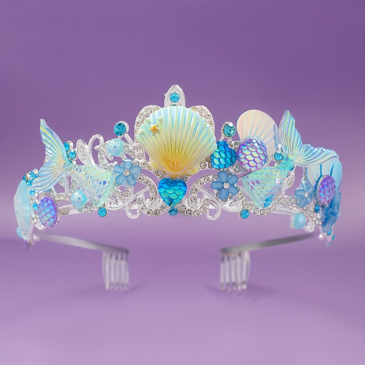 Women Accessories To Gift - มงกุฎหวีผมนางเงือกใหม่ ปี 2025 ซีรีส์มหาสมุทร มงกุฎโลหะผสม ที่คาดผมเด็กน่ารัก